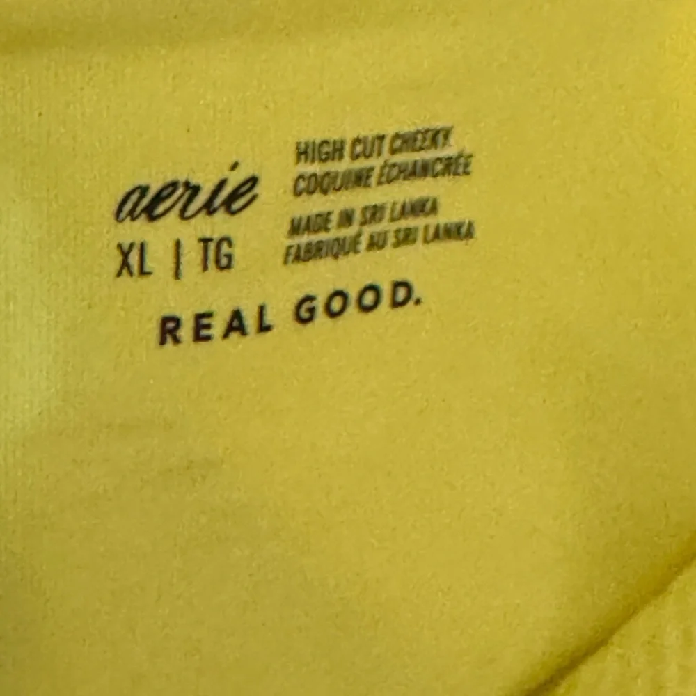 AA-622 Aerie NWT High Cut Cheeky Yellow Lined Summer Swim Bikini Bottoms Size XL